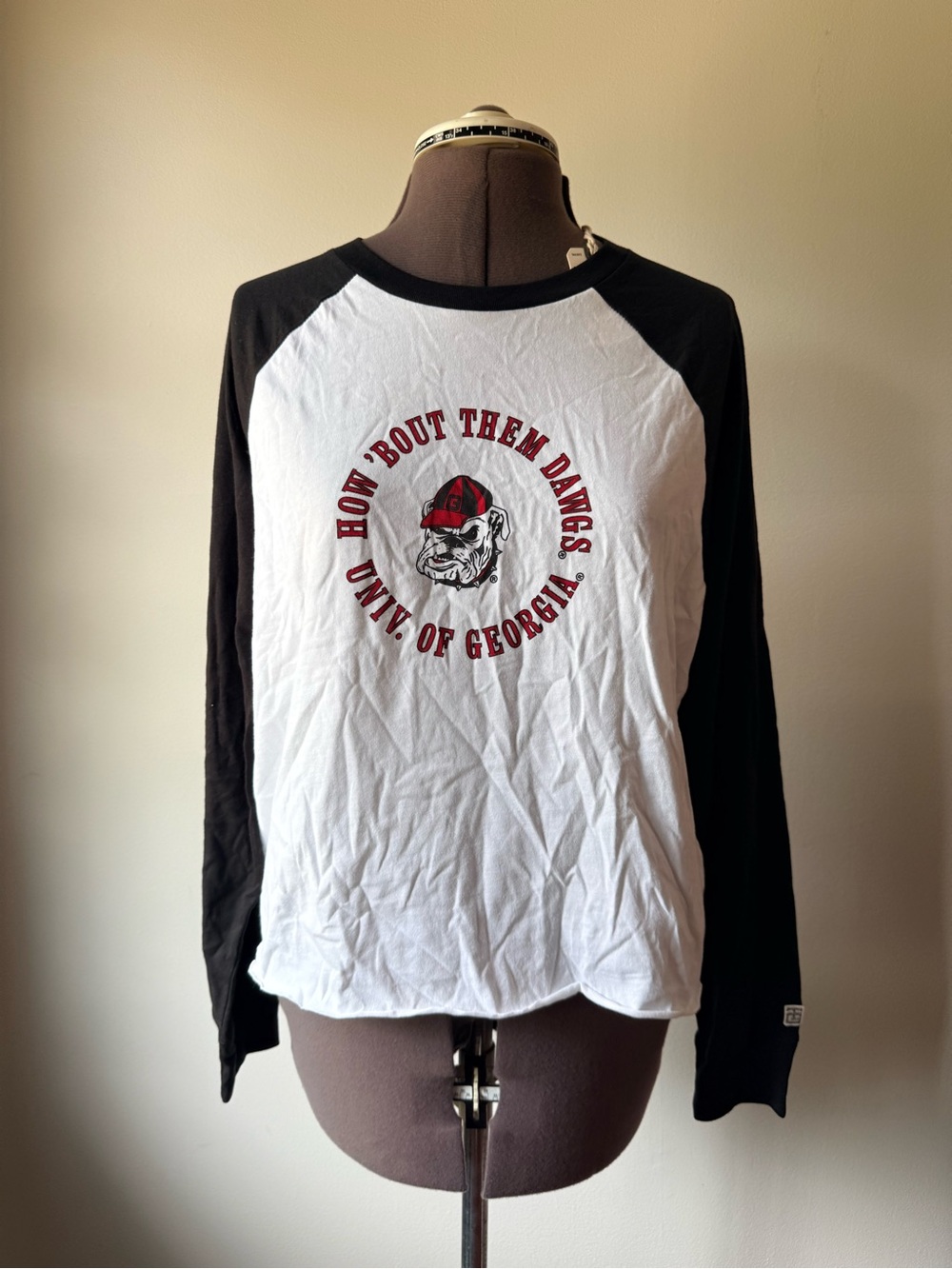 University of Georgia Black & White Long Sleeve Raglan Tee